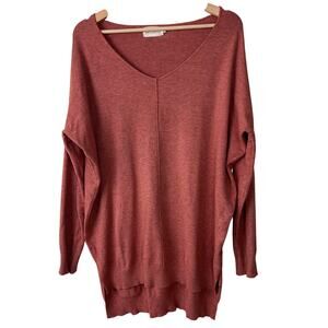 Dreamers‎ Women's Size M/L Dusty Rose V-Neck High Low Hem Long Sleeve Sweater